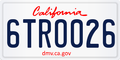 CA license plate 6TRO026