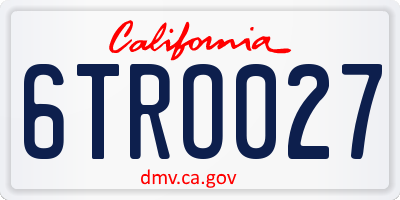 CA license plate 6TRO027