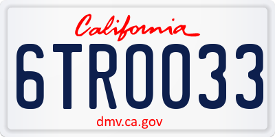 CA license plate 6TRO033