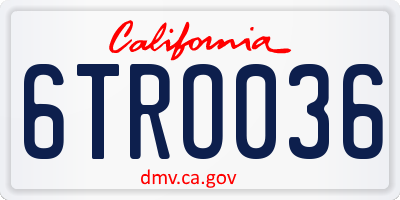 CA license plate 6TRO036