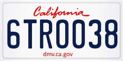 CA license plate 6TRO038