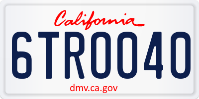 CA license plate 6TRO040