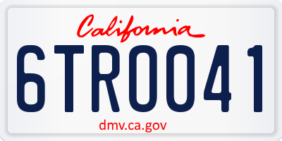 CA license plate 6TRO041