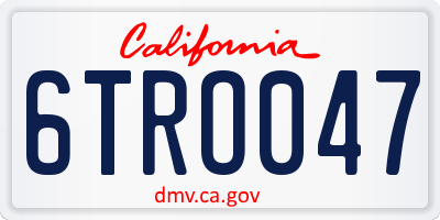 CA license plate 6TRO047