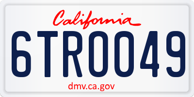 CA license plate 6TRO049
