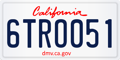 CA license plate 6TRO051