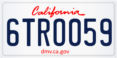 CA license plate 6TRO059