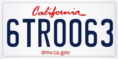 CA license plate 6TRO063