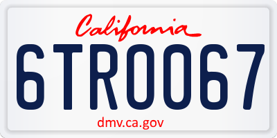 CA license plate 6TRO067