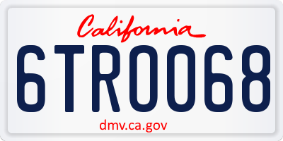 CA license plate 6TRO068