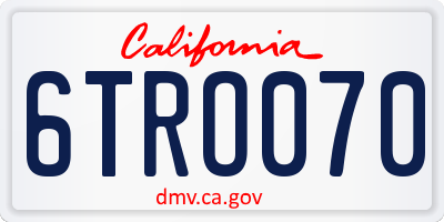 CA license plate 6TRO070