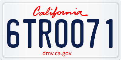 CA license plate 6TRO071