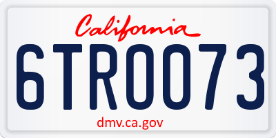 CA license plate 6TRO073