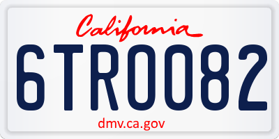 CA license plate 6TRO082