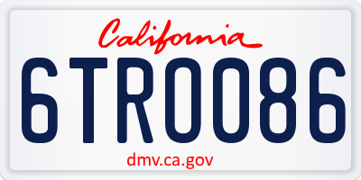 CA license plate 6TRO086
