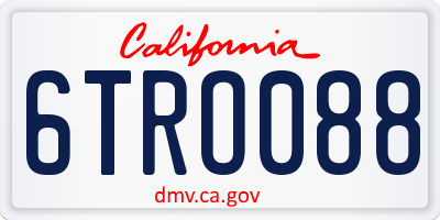 CA license plate 6TRO088