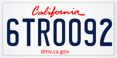 CA license plate 6TRO092