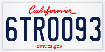 CA license plate 6TRO093