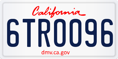 CA license plate 6TRO096