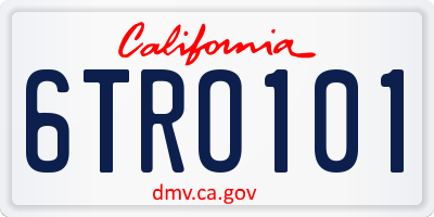 CA license plate 6TRO101