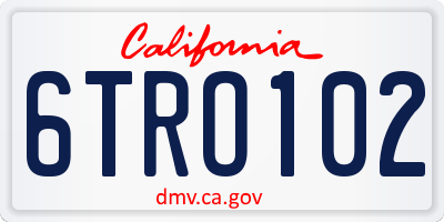 CA license plate 6TRO102