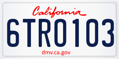 CA license plate 6TRO103