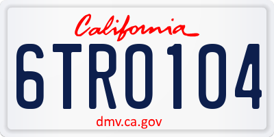 CA license plate 6TRO104