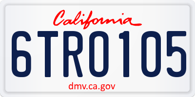 CA license plate 6TRO105