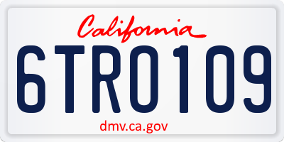 CA license plate 6TRO109