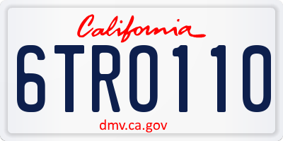 CA license plate 6TRO110