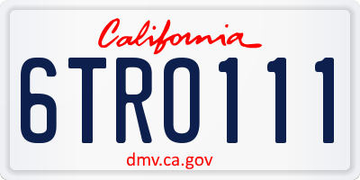 CA license plate 6TRO111