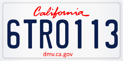 CA license plate 6TRO113