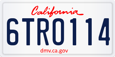 CA license plate 6TRO114