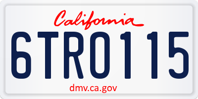 CA license plate 6TRO115