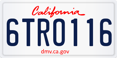 CA license plate 6TRO116