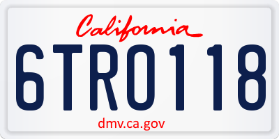 CA license plate 6TRO118