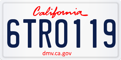 CA license plate 6TRO119