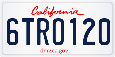 CA license plate 6TRO120