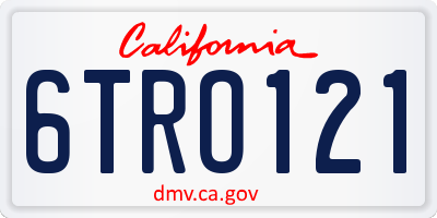 CA license plate 6TRO121