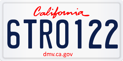 CA license plate 6TRO122