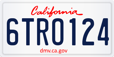 CA license plate 6TRO124