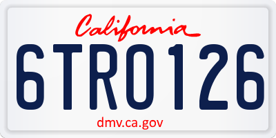 CA license plate 6TRO126