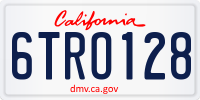CA license plate 6TRO128