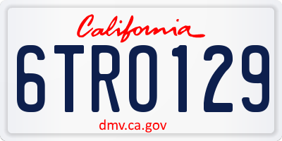 CA license plate 6TRO129