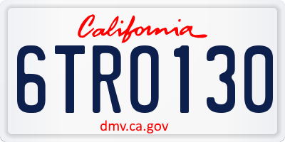 CA license plate 6TRO130