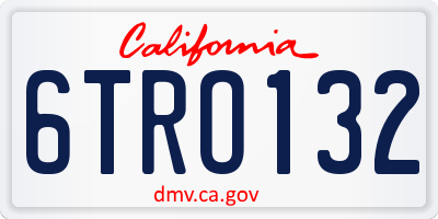 CA license plate 6TRO132