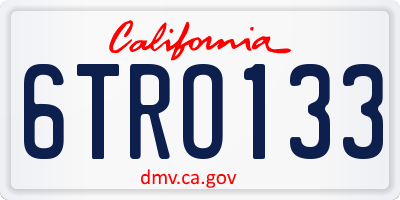 CA license plate 6TRO133