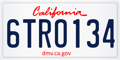 CA license plate 6TRO134