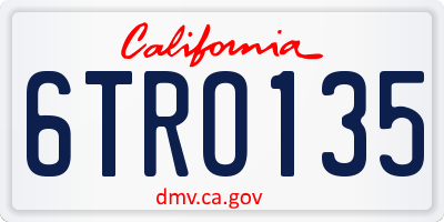 CA license plate 6TRO135