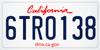 CA license plate 6TRO138